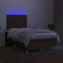 Cama box spring con colchón y LED tela marrón oscuro 120x200 cm de , Camas y somieres - Ref: Foro24-3135744, Precio: 437,12 €...