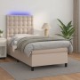 Box spring bed LED mattress cappuccino synthetic leather 90x200 cm by , Beds and slatted bases - Ref: Foro24-3135926, Price: ...