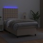 Box spring bed LED mattress cappuccino synthetic leather 90x200 cm by , Beds and slatted bases - Ref: Foro24-3135926, Price: ...