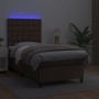 Box spring bed and LED mattress brown synthetic leather 90x200 cm by , Beds and slatted bases - Ref: Foro24-3135924, Price: 3...