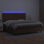 Cama box spring colchón y LED cuero sintético marrón 200x200 cm de , Camas y somieres - Ref: Foro24-3135966, Precio: 743,93 €...