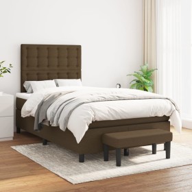 Box spring bed with dark brown fabric mattress 120x200 cm by , Beds and slatted bases - Ref: Foro24-3136904, Price: 470,96 €,...