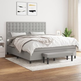 Box spring bed with light gray fabric mattress 160x200 cm by , Beds and slatted bases - Ref: Foro24-3136925, Price: 621,78 €,...