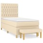 Cama box spring con colchón tela color crema 90x190 cm de , Camas y somieres - Ref: Foro24-3137362, Precio: 416,19 €, Descuen...