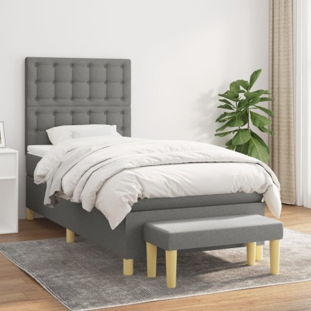 Cama box spring con colchón tela gris oscuro 80x200 cm de , Camas y somieres - Ref: Foro24-3137430, Precio: 363,85 €, Descuen...