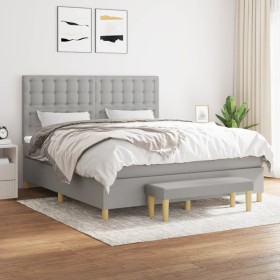 Box spring bed with light gray fabric mattress 160x200 cm by , Beds and slatted bases - Ref: Foro24-3137485, Price: 622,01 €,...