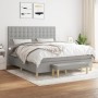 Box spring bed with light gray fabric mattress 160x200 cm by , Beds and slatted bases - Ref: Foro24-3137485, Price: 615,51 €,...