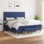 Box spring bed with blue fabric mattress 160x200 cm by , Beds and slatted bases - Ref: Foro24-3137491, Price: 623,30 €, Disco...