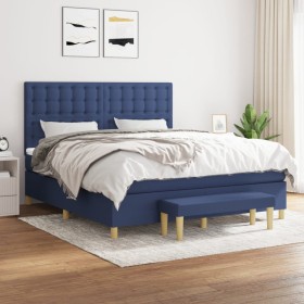 Box spring bed with blue fabric mattress 160x200 cm by , Beds and slatted bases - Ref: Foro24-3137491, Price: 624,21 €, Disco...