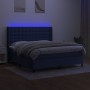 Cama box spring colchón y luces LED tela azul 160x200 cm de , Camas y somieres - Ref: Foro24-3138651, Precio: 591,99 €, Descu...