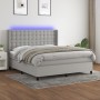 Box spring bed mattress and LED lights light gray fabric 160x200 cm by , Beds and slatted bases - Ref: Foro24-3138645, Price:...