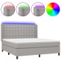 Cama box spring colchón y luces LED tela gris claro 160x200 cm de , Camas y somieres - Ref: Foro24-3138645, Precio: 598,87 €,...