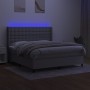 Box spring bed mattress and LED lights light gray fabric 160x200 cm by , Beds and slatted bases - Ref: Foro24-3138645, Price:...