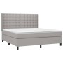 Box spring bed mattress and LED lights light gray fabric 160x200 cm by , Beds and slatted bases - Ref: Foro24-3138645, Price:...