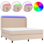 Cama box spring colchón LED cuero sintético capuchino 180x200cm de , Camas y somieres - Ref: Foro24-3139402, Precio: 677,99 €...