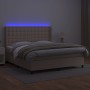 Box spring bed LED mattress synthetic leather cappuccino 180x200cm by , Beds and slatted bases - Ref: Foro24-3139402, Price: ...