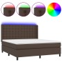 Cama box spring colchón y LED cuero sintético marrón 180x200 cm de , Camas y somieres - Ref: Foro24-3139400, Precio: 676,92 €...