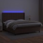 Cama box spring colchón y LED cuero sintético marrón 180x200 cm de , Camas y somieres - Ref: Foro24-3139400, Precio: 676,92 €...