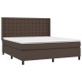 Cama box spring colchón y LED cuero sintético marrón 180x200 cm de , Camas y somieres - Ref: Foro24-3139400, Precio: 676,92 €...