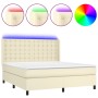 Cama box spring colchón y LED cuero sintético crema 180x200 cm de , Camas y somieres - Ref: Foro24-3139399, Precio: 651,97 €,...