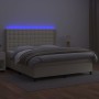 Box spring bed with mattress and LED cream synthetic leather 180x200 cm by , Beds and slatted bases - Ref: Foro24-3139399, Pr...