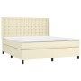 Box spring bed with mattress and LED cream synthetic leather 180x200 cm by , Beds and slatted bases - Ref: Foro24-3139399, Pr...