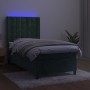 Cama box spring colchón y LED terciopelo verde oscuro 100x200cm de , Camas y somieres - Ref: Foro24-3139790, Precio: 409,05 €...