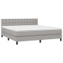 Box spring bed with light gray fabric mattress 160x200 cm by , Beds and slatted bases - Ref: Foro24-3140385, Price: 487,99 €,...