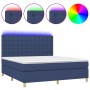 Cama box spring colchón y luces LED tela azul 160x200 cm de , Camas y somieres - Ref: Foro24-3135771, Precio: 570,81 €, Descu...