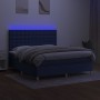 Box spring bed mattress and LED lights blue fabric 160x200 cm by , Beds and slatted bases - Ref: Foro24-3135771, Price: 581,8...