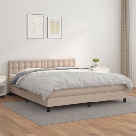 Cama box spring con colchón cuero sintético capuchino 180x200cm de , Camas y somieres - Ref: Foro24-3141142, Precio: 574,99 €...