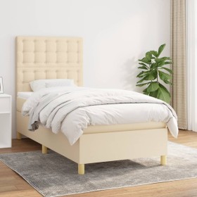 Boxspringbett mit cremefarbener Stoffmatratze 90x200 cm von , Betten und Lattenroste - Ref: Foro24-3142630, Preis: 346,99 €, ...