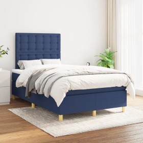 Box spring bed with blue fabric mattress 120x200 cm by , Beds and slatted bases - Ref: Foro24-3142647, Price: 442,97 €, Disco...