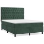 Cama box spring con colchón terciopelo verde oscuro 140x200 cm de , Camas y somieres - Ref: Foro24-3143208, Precio: 552,11 €,...