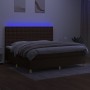 Cama box spring colchón luces LED tela marrón oscuro 200x200 cm de , Camas y somieres - Ref: Foro24-3135784, Precio: 687,61 €...