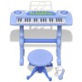 Piano de juguete de 37 teclas con taburete/micrófono para niños (Azul) de vidaXL, Instrumentos de juguete - Ref: Foro24-80119...