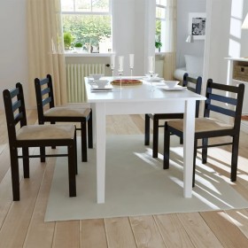 Sillas de comedor 4 uds madera maciza caucho terciopelo marrón de vidaXL, Sillas de comedor - Ref: Foro24-242029, Precio: 157...