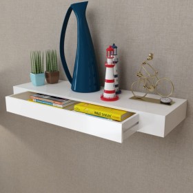 Estante flotante pared con 1 cajón MDF blanco para libros/DVD de vidaXL, Estantes y estanterías - Ref: Foro24-242188, Precio:...