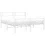 Metal bed frame with headboard and white footboard 150x200 cm by , Beds and slatted bases - Ref: Foro24-372346, Price: 99,92 ...