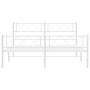 Metal bed frame with headboard and white footboard 150x200 cm by , Beds and slatted bases - Ref: Foro24-372346, Price: 99,92 ...