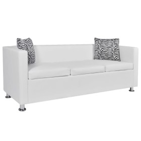 White Artificial Leather 3 Seater Sofa by vidaXL, Sofas - Ref: Foro24-242211, Price: 293,45 €, Discount: %