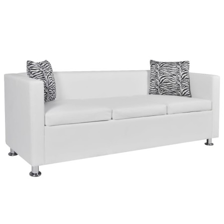 Weißes 3-Sitzer-Sofa aus Kunstleder von vidaXL, Sofas - Ref: Foro24-242211, Preis: 296,24 €, Rabatt: %