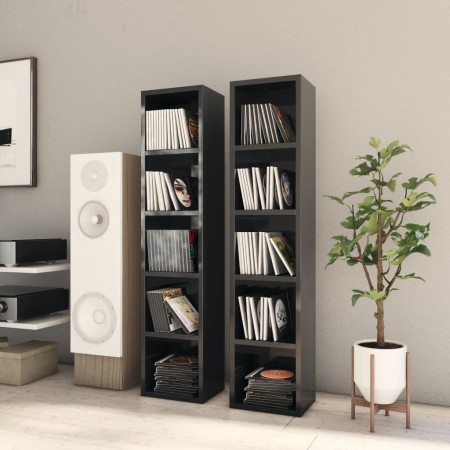 CD shelf 2 units glossy black plywood 21x16x93.5 cm by , CD and DVD storage - Ref: Foro24-802703, Price: 63,99 €, Discount: %