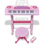 Piano de juguete de 37 teclas con taburete/micrófono para niños (Rosa) de vidaXL, Instrumentos de juguete - Ref: Foro24-80118...