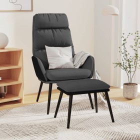 Sillón de relax con taburete tela y piel sintética gris oscuro de , Sillones - Ref: Foro24-3097507, Precio: 145,99 €, Descuen...