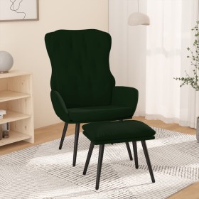 Sillón de relax con taburete terciopelo verde oscuro de , Sillones - Ref: Foro24-3097669, Precio: 146,99 €, Descuento: %