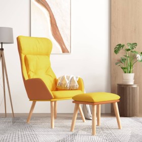 Relax armchair and stool in mustard yellow fabric and synthetic leather by , Armchairs - Ref: Foro24-3097767, Price: 149,88 €...