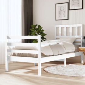 Estructura de cama individual de madera maciza blanco 90x190 cm de , Camas y somieres - Ref: Foro24-3101054, Precio: 97,99 €,...