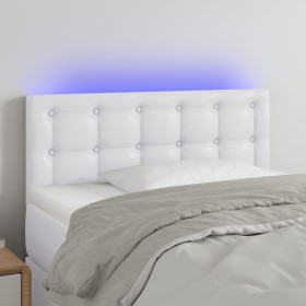 Cabecero con LED cuero sintético blanco 100x5x78/88 cm de , Cabeceros y pies de cama - Ref: Foro24-3121697, Precio: 50,02 €, ...