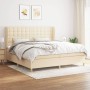 Cama box spring con colchón tela color crema 200x200 cm de , Camas y somieres - Ref: Foro24-3128874, Precio: 710,02 €, Descue...